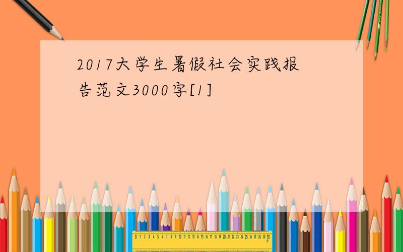 2017大学生暑假社会实践报告范文3000字[1]