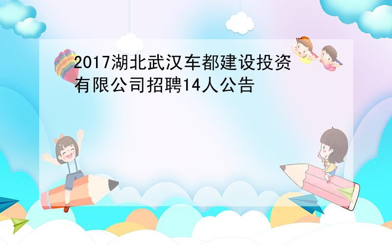 2017湖北武汉车都建设投资有限公司招聘14人公告