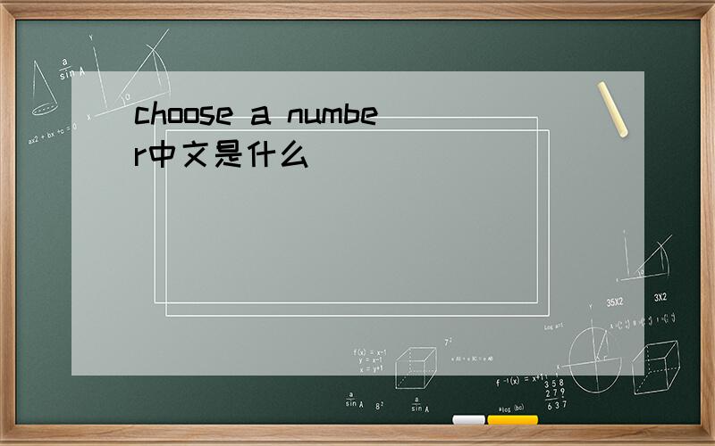 choose a number中文是什么