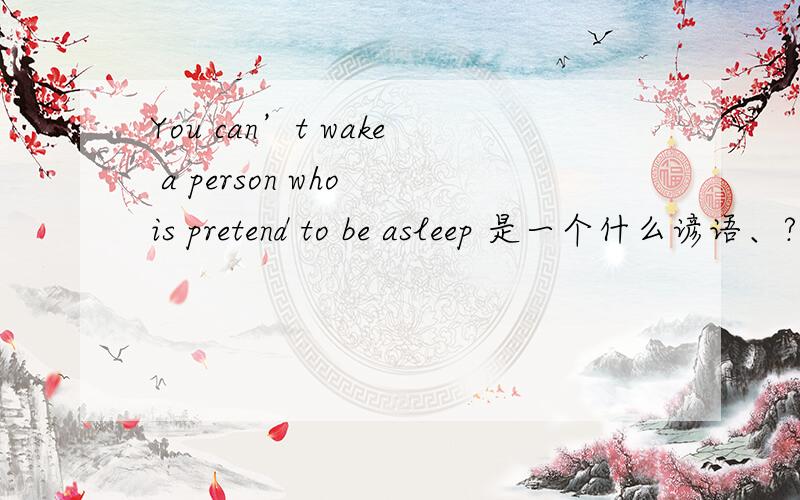 You can’t wake a person who is pretend to be asleep 是一个什么谚语、?