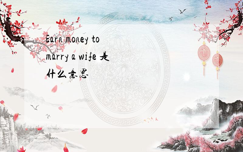 Earn money to marry a wife 是什么意思