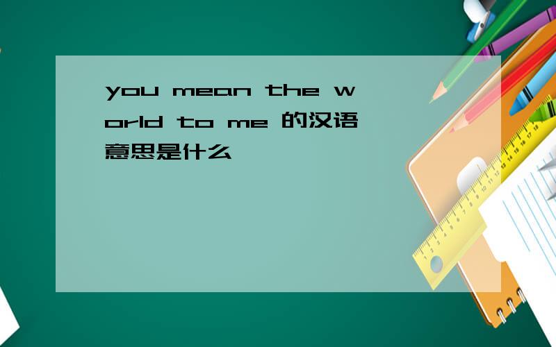 you mean the world to me 的汉语意思是什么
